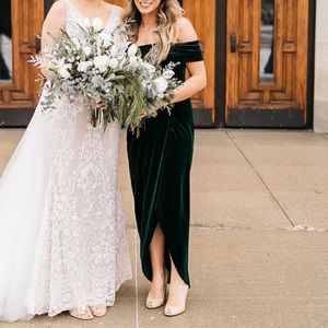 BHDLN emerald velvet tulip dress